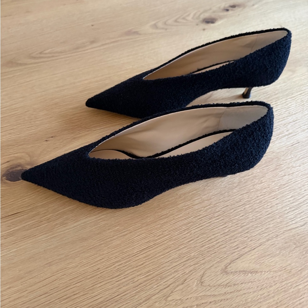 Le Monde Beryl Babouche Black Boucle Kitten Heels